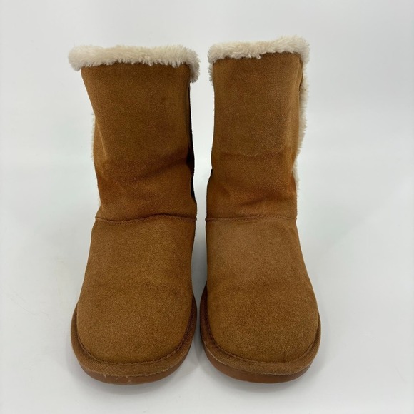 Minnetonka Mid Calf Winter Boots Suede Faux Fur Brown Slip On Women's Size 7 - Picture 3 of 9